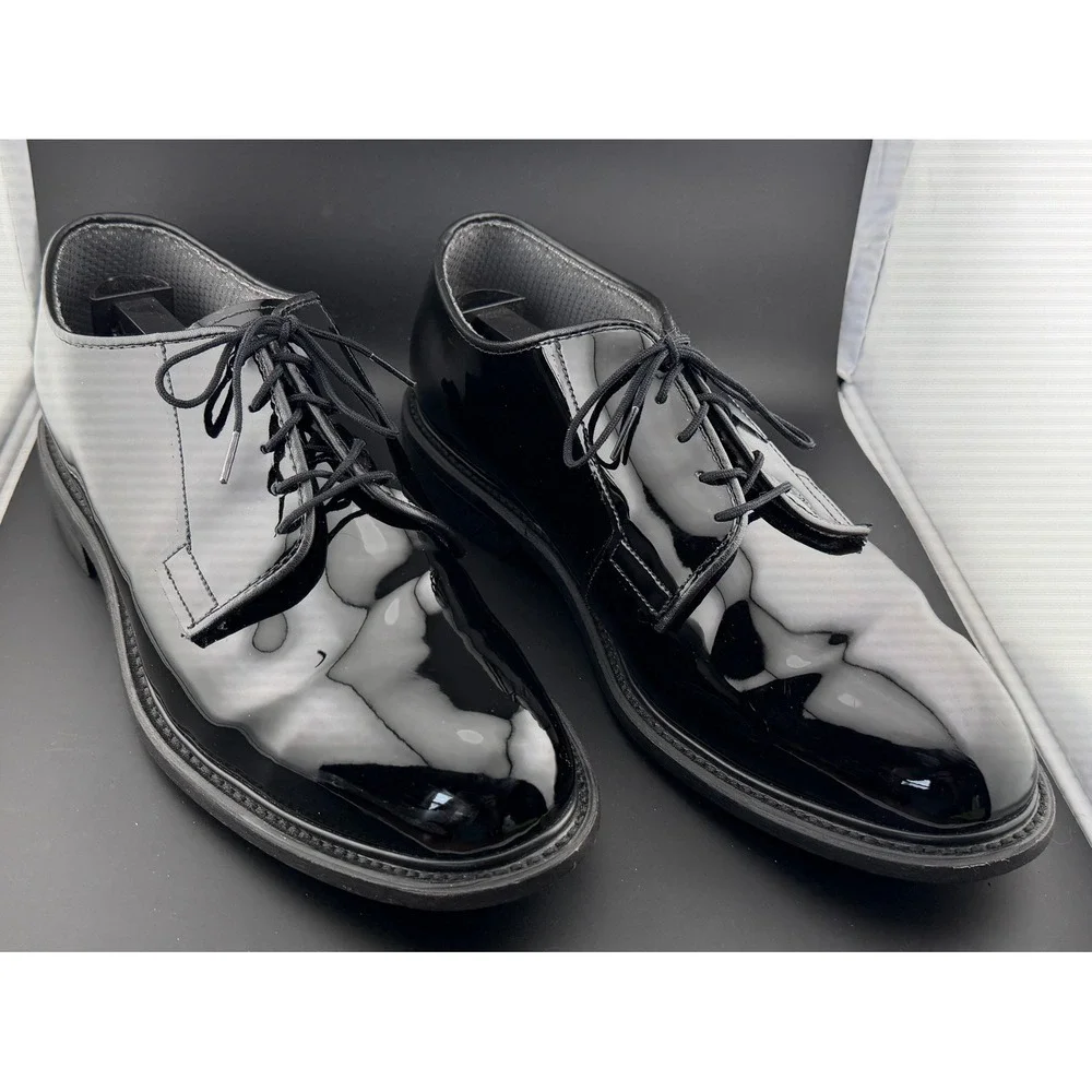 Bates High Gloss Oxford-Dress Shoes, Black, Uniform, Mens Size 12E